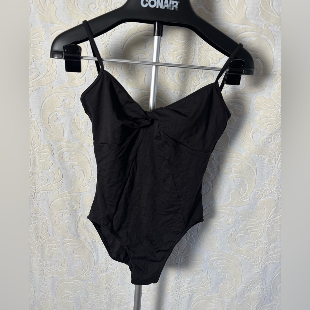 Mirella Twist Front Black Bodysuit